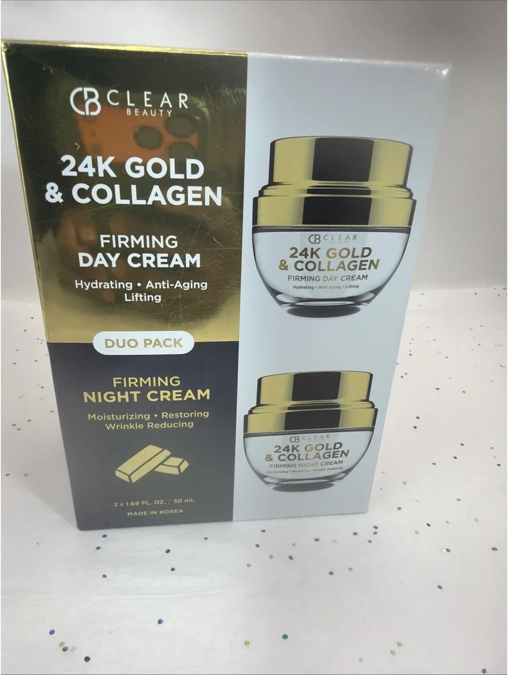 Clear Beauty 24K Gold & Collagen Firming Day Cream & Night Cream Duo Set